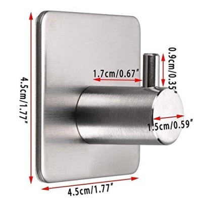 304 Stainless Steel Single Clothes Hook Bathroom Products Wall Mounted Brushed Square Hook