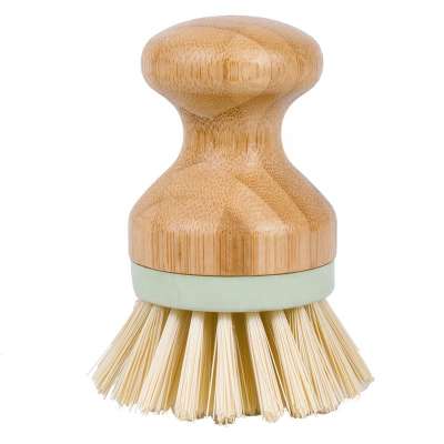 Environmental Kitchen Dish Brush With Bamboo Handle Multi-Purpose Round Palm Scrub Brush 360 Wave brush For Bathroom